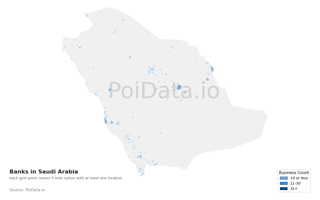 Bank density map for Saudi Arabia