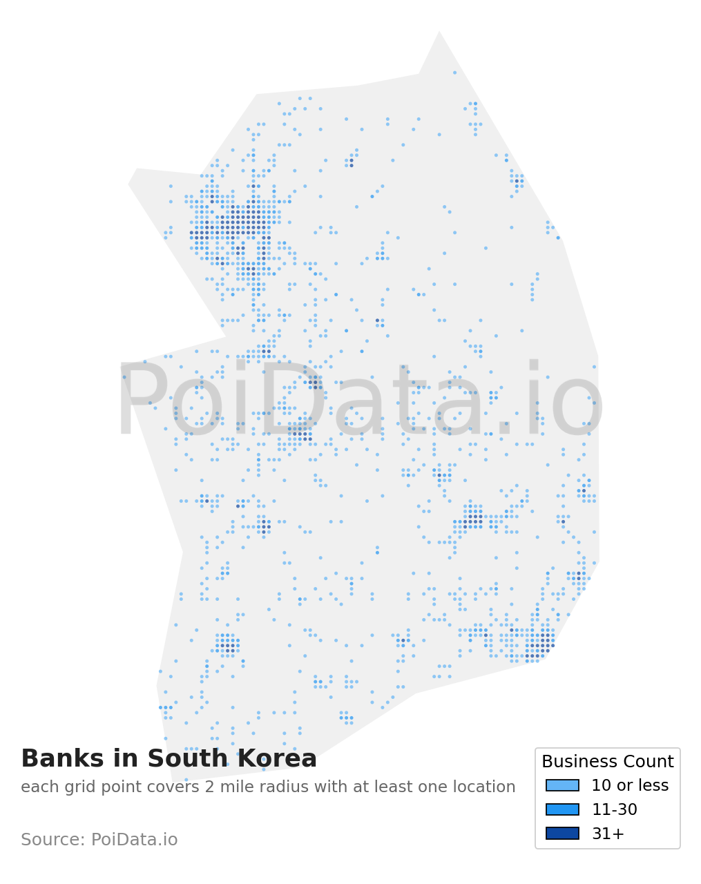 Bank density map for South Korea