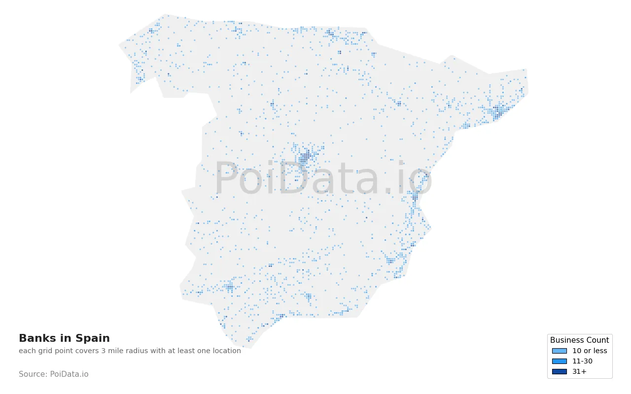 Bank density map for Spain