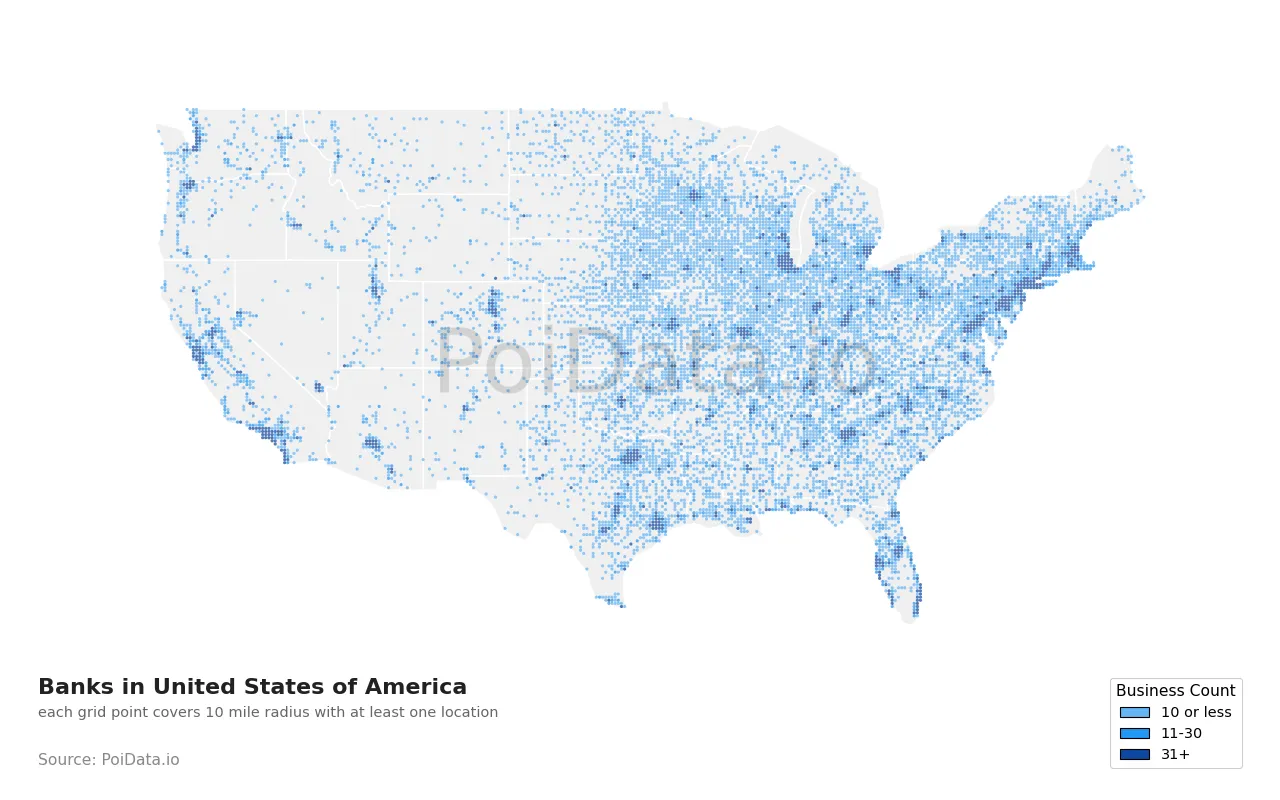 Bank density map for United States