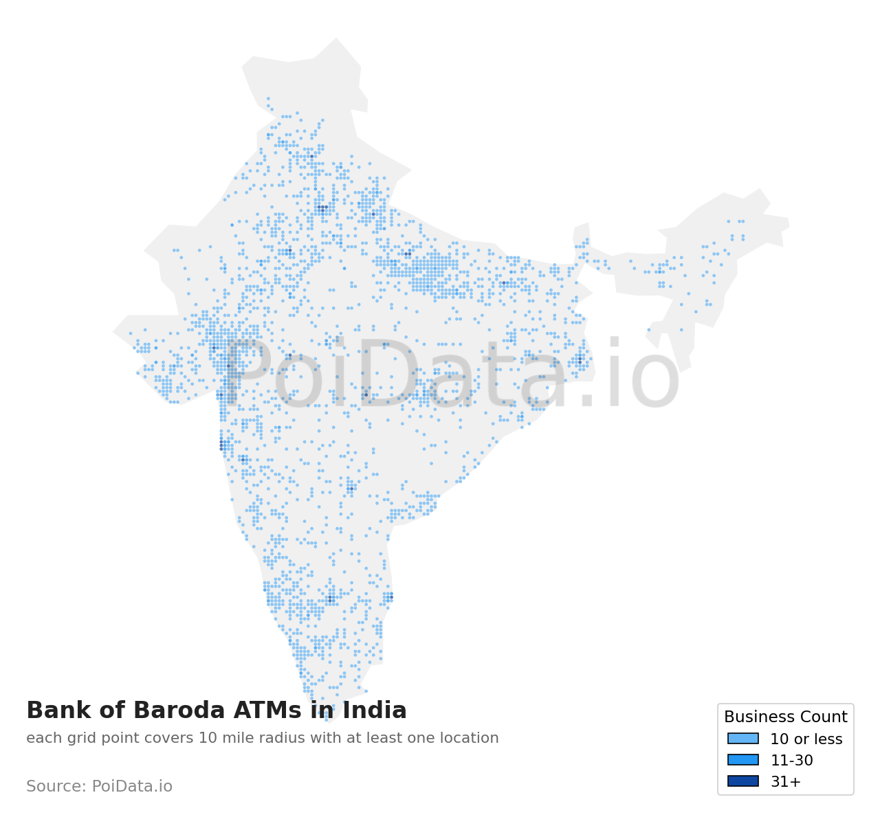 Bank of Baroda ATM density map for India