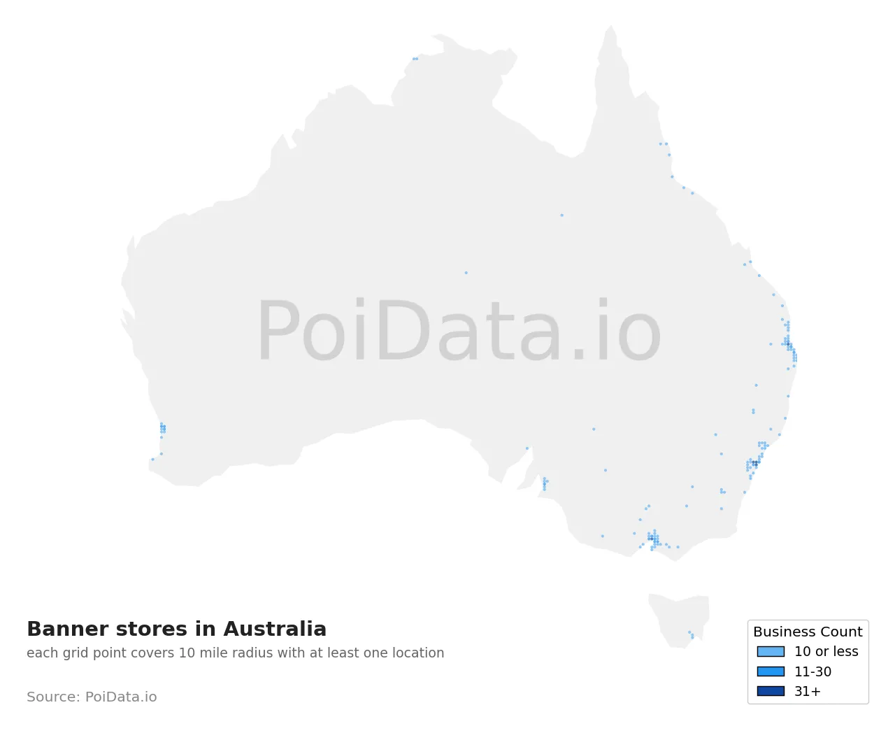 Banner store density map for Australia