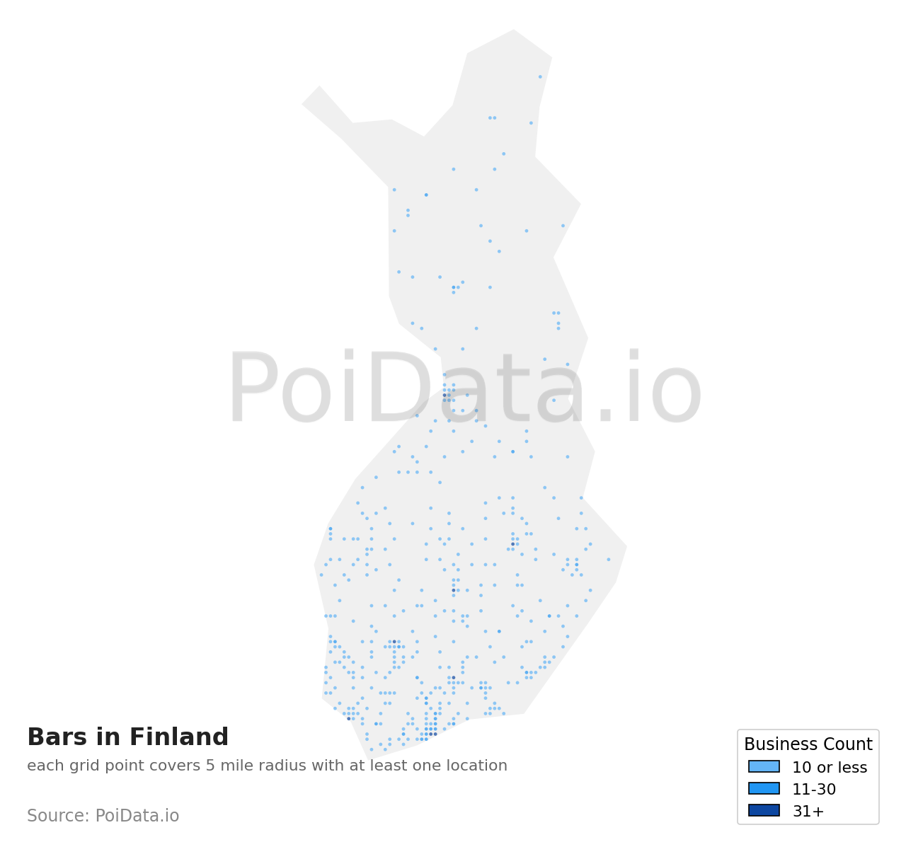 Bar density map for Finland
