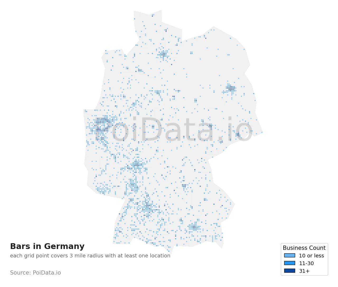 Bar density map for Germany