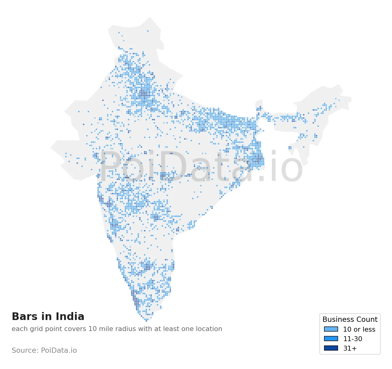 Bar density map for India