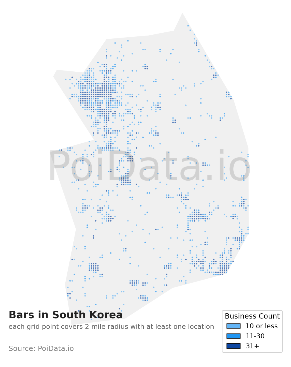 Bar density map for South Korea