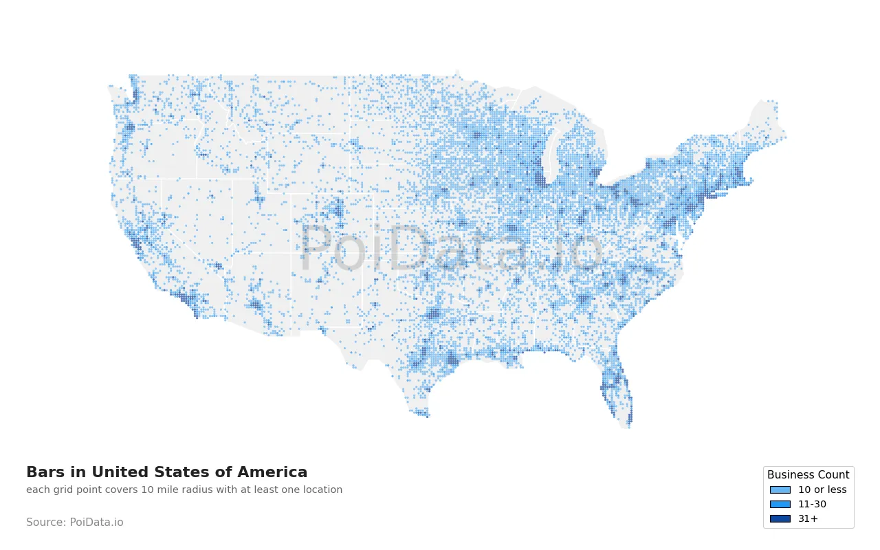 Bar density map for United States