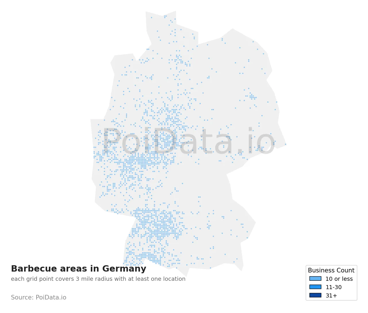 Barbecue area density map for Germany