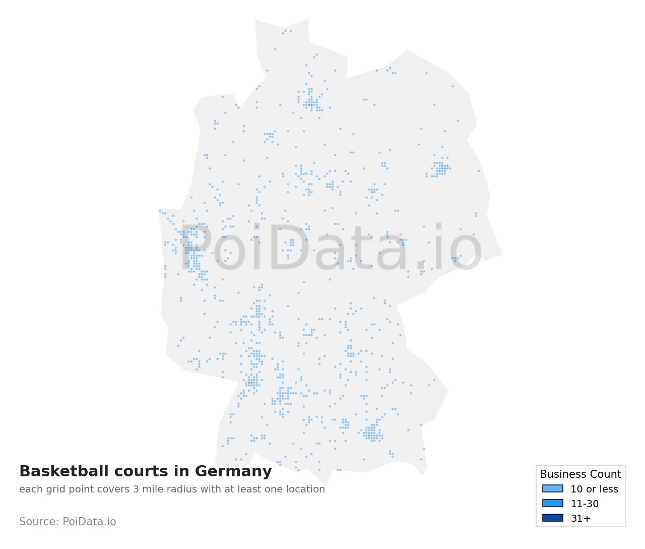 Basketball court density map for Germany
