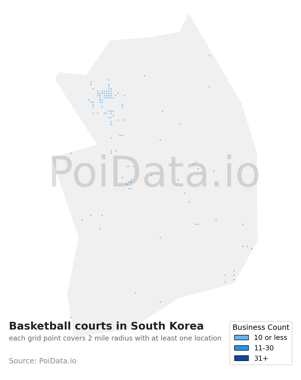 Basketball court density map for South Korea