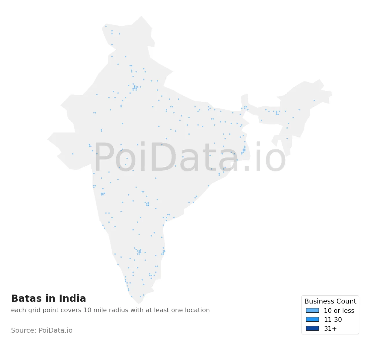 Bata density map for India