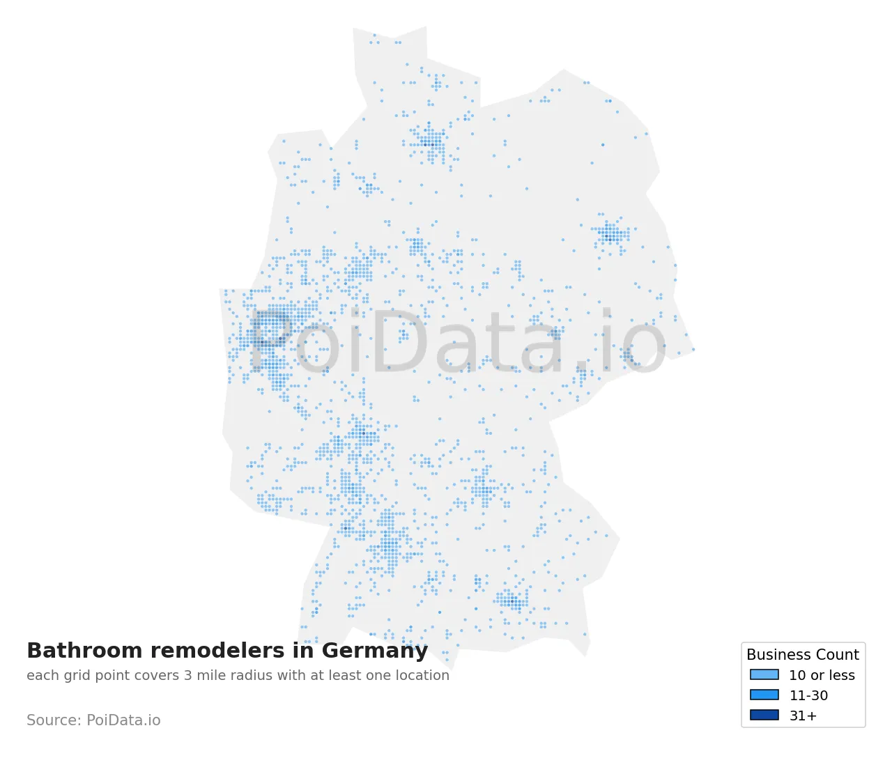 Bathroom remodeler density map for Germany