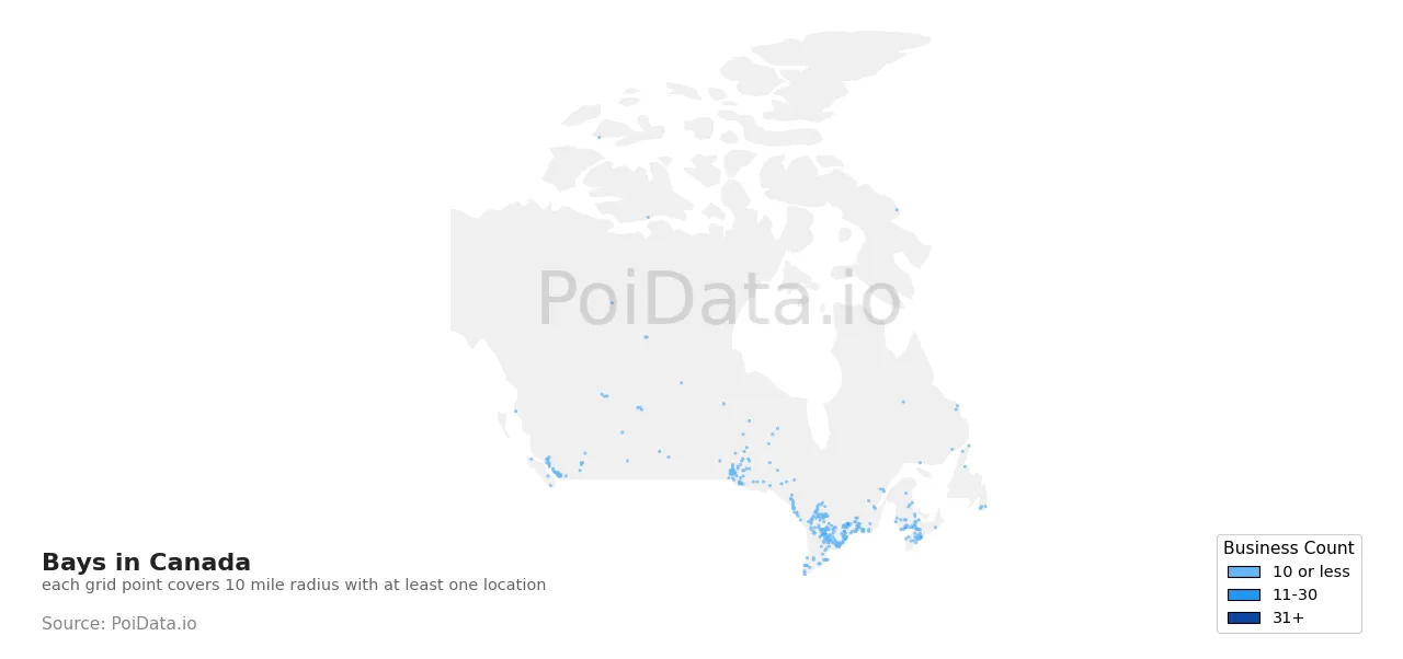 Bay density map for Canada