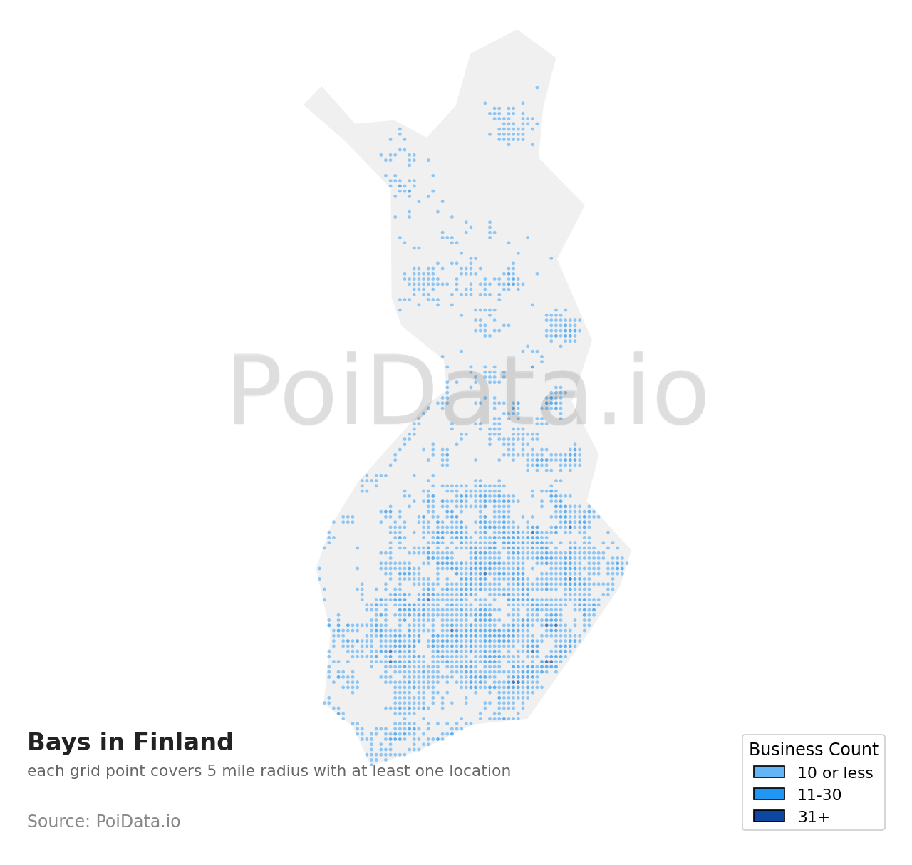Bay density map for Finland