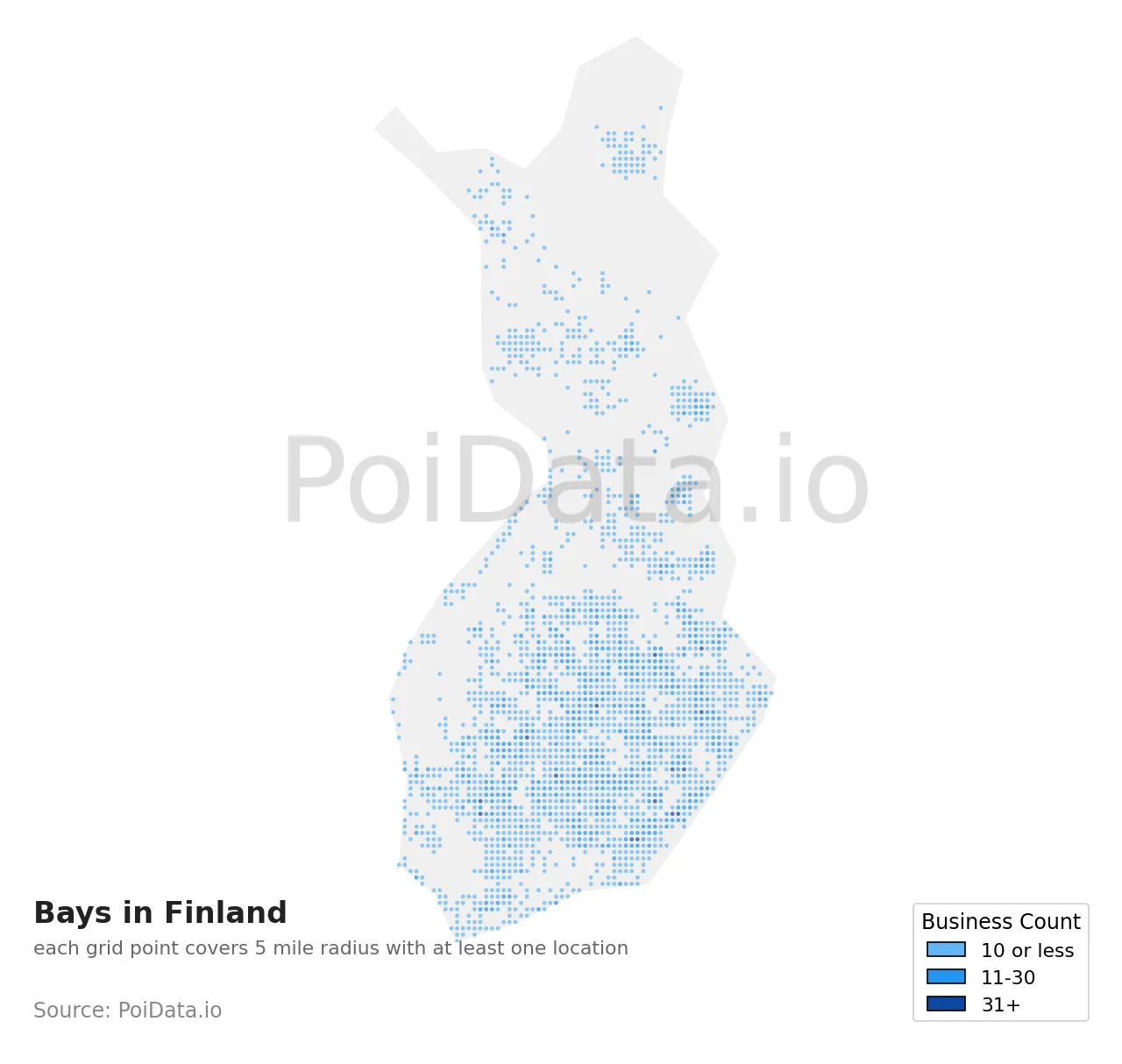 Bay density map for Finland