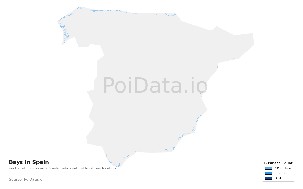 Bay density map for Spain