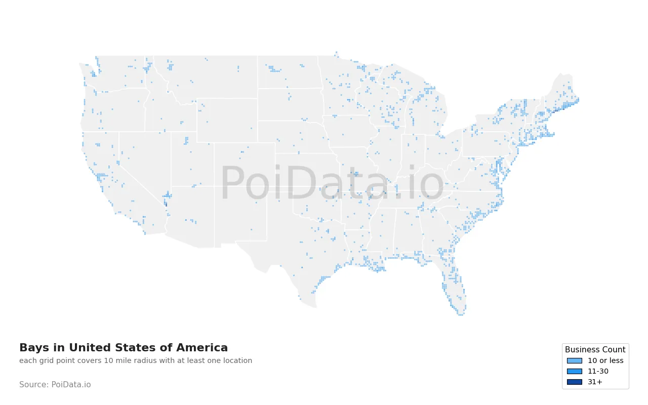 Bay density map for United States