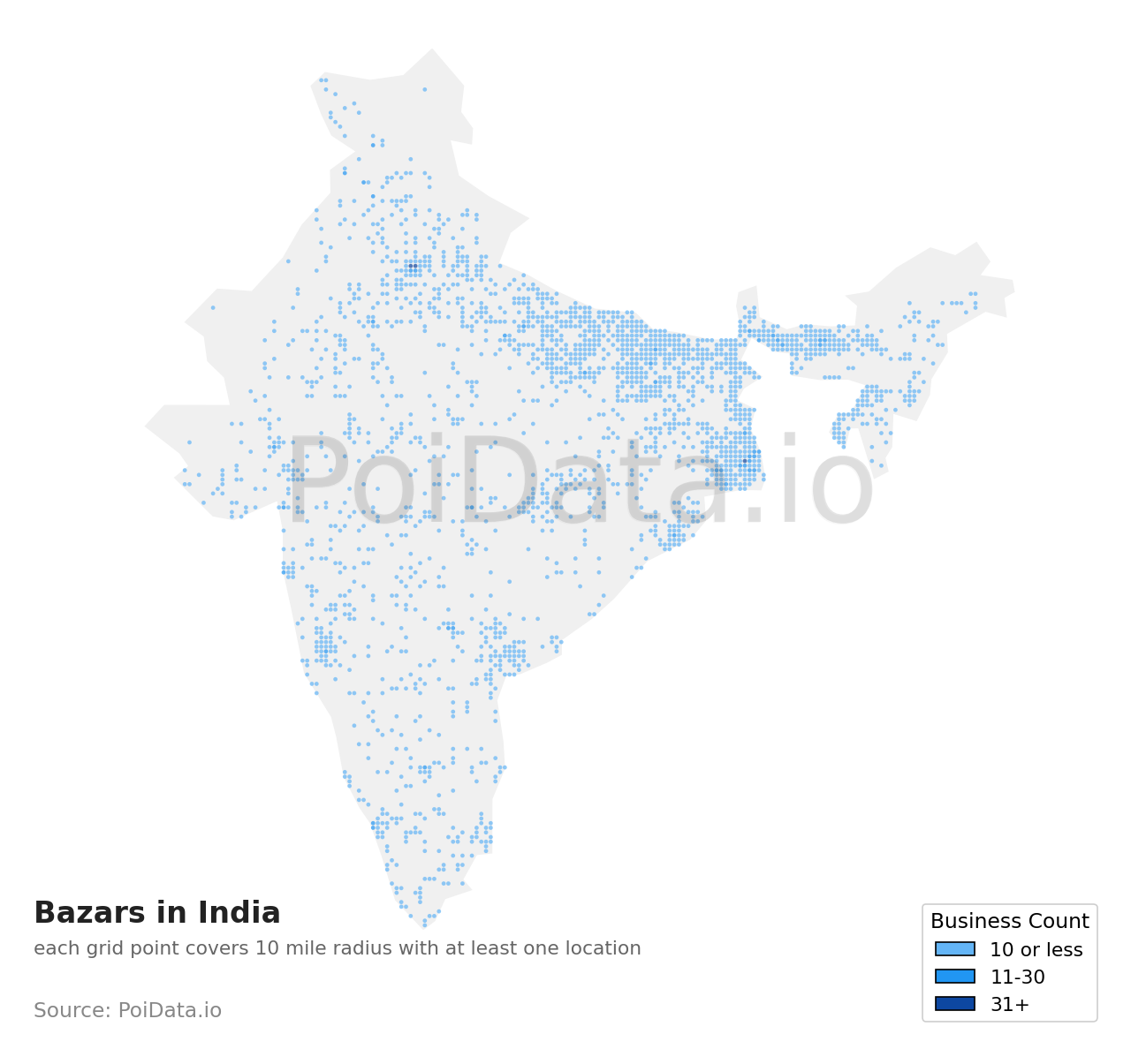 Bazar density map for India