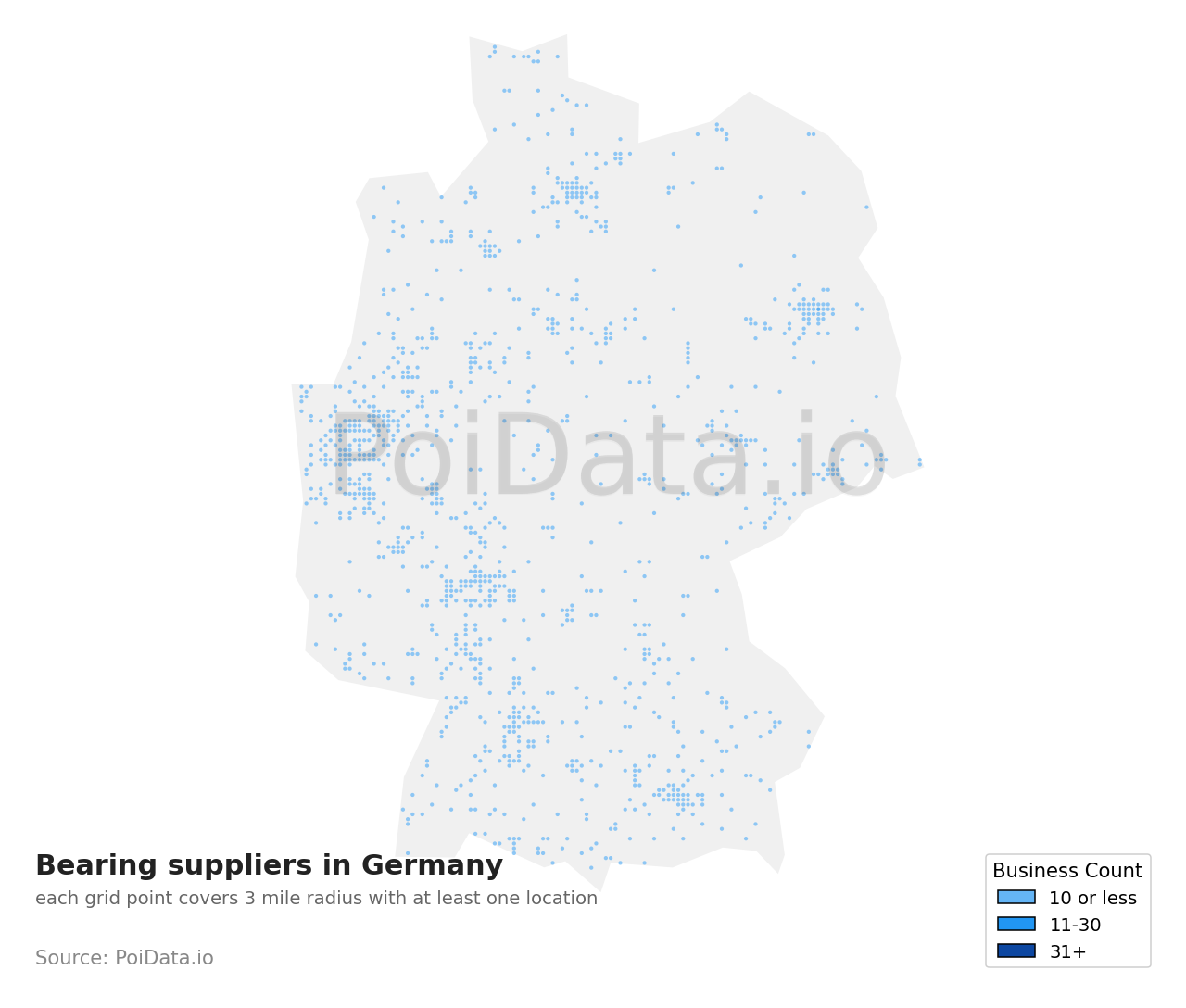 Bearing supplier density map for Germany