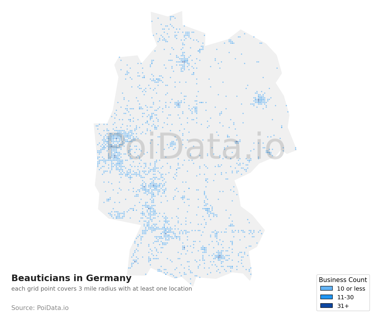 Beautician density map for Germany