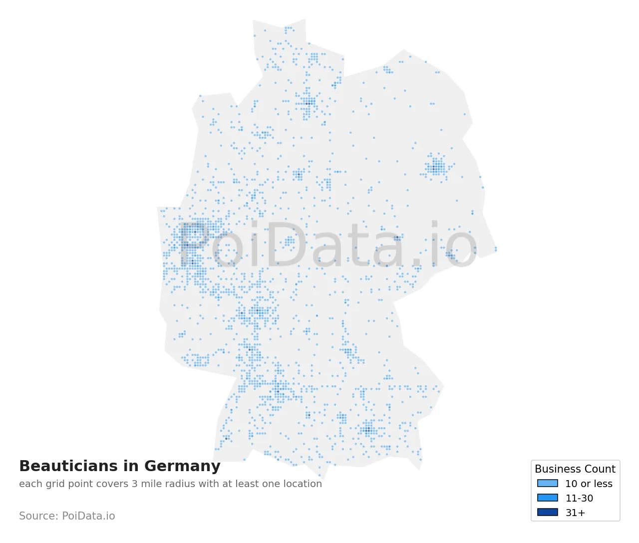 Beautician density map for Germany