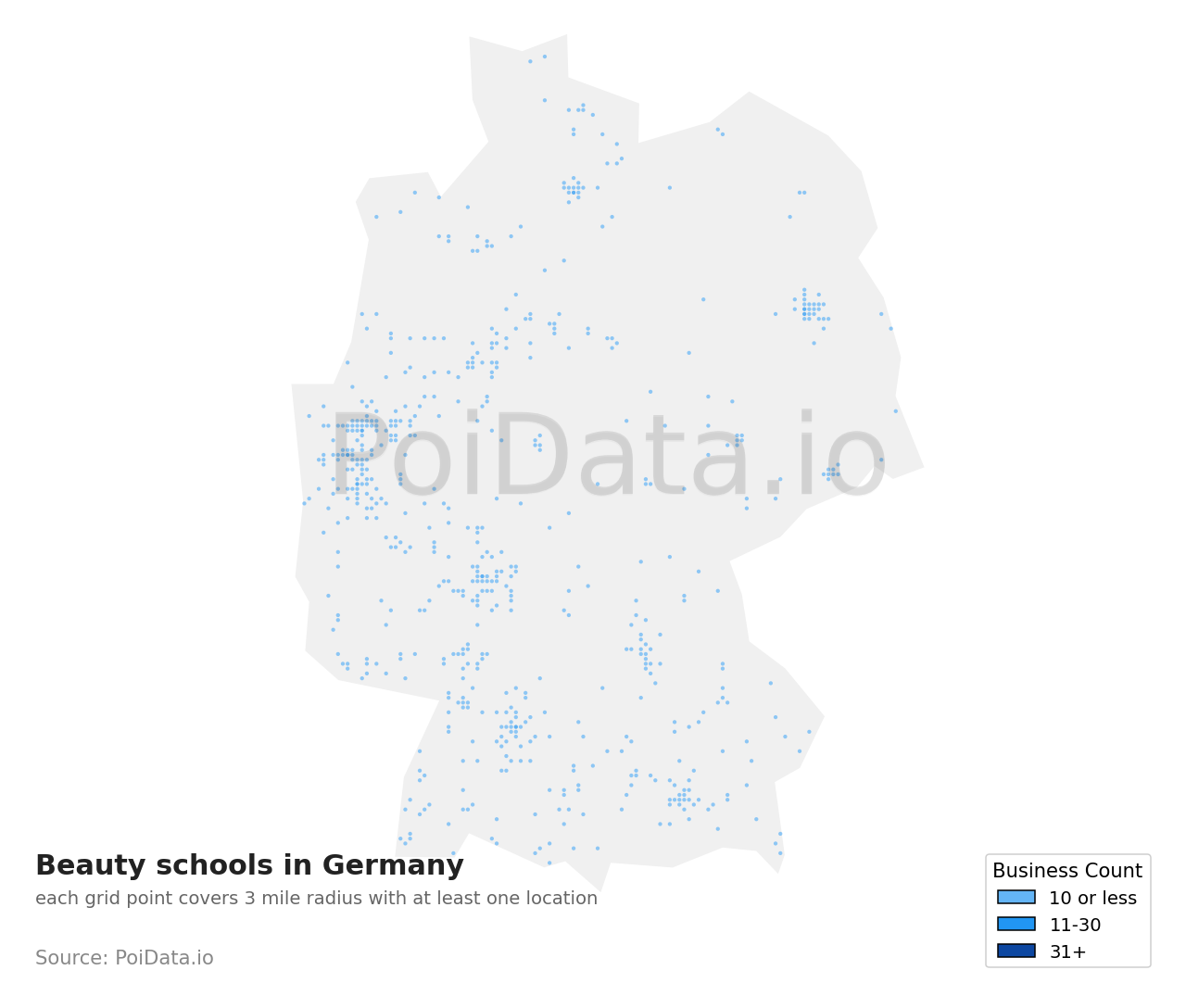 Beauty school density map for Germany
