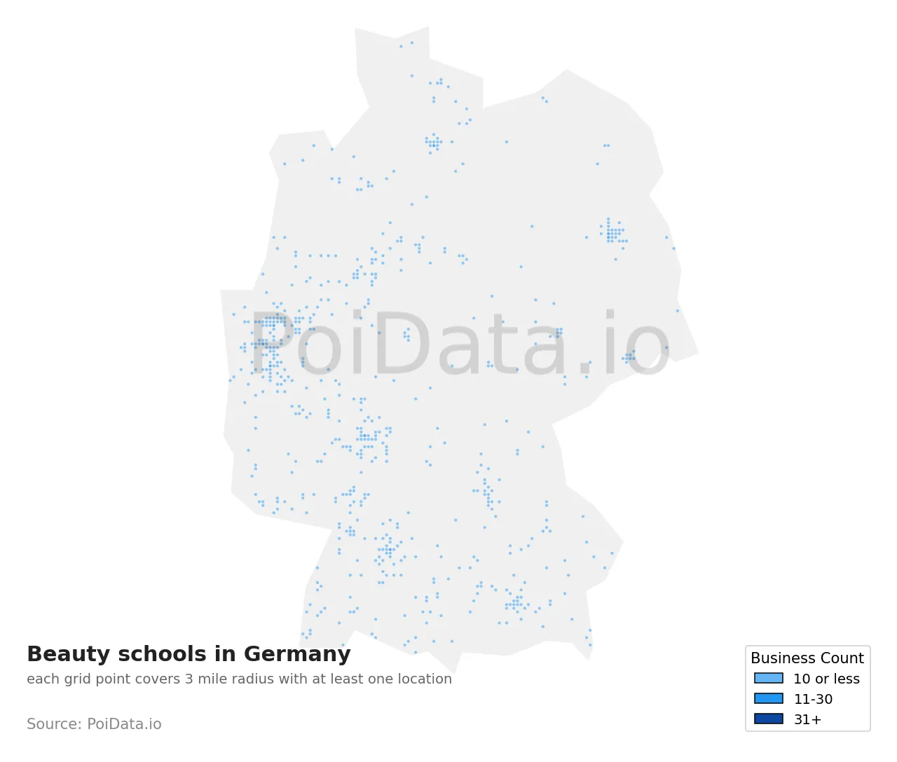 Beauty school density map for Germany