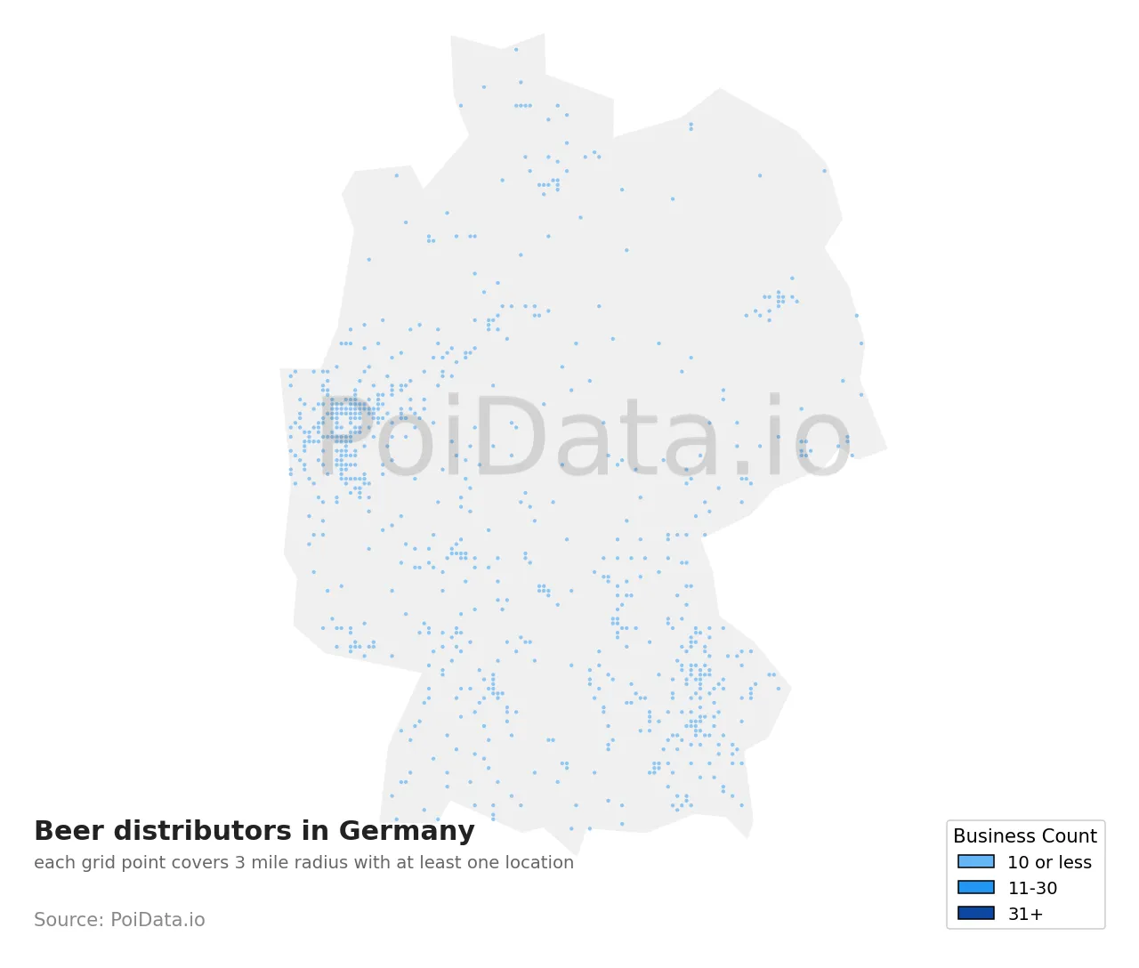 Beer distributor density map for Germany