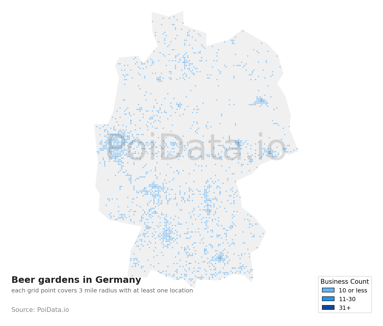 Beer garden density map for Germany