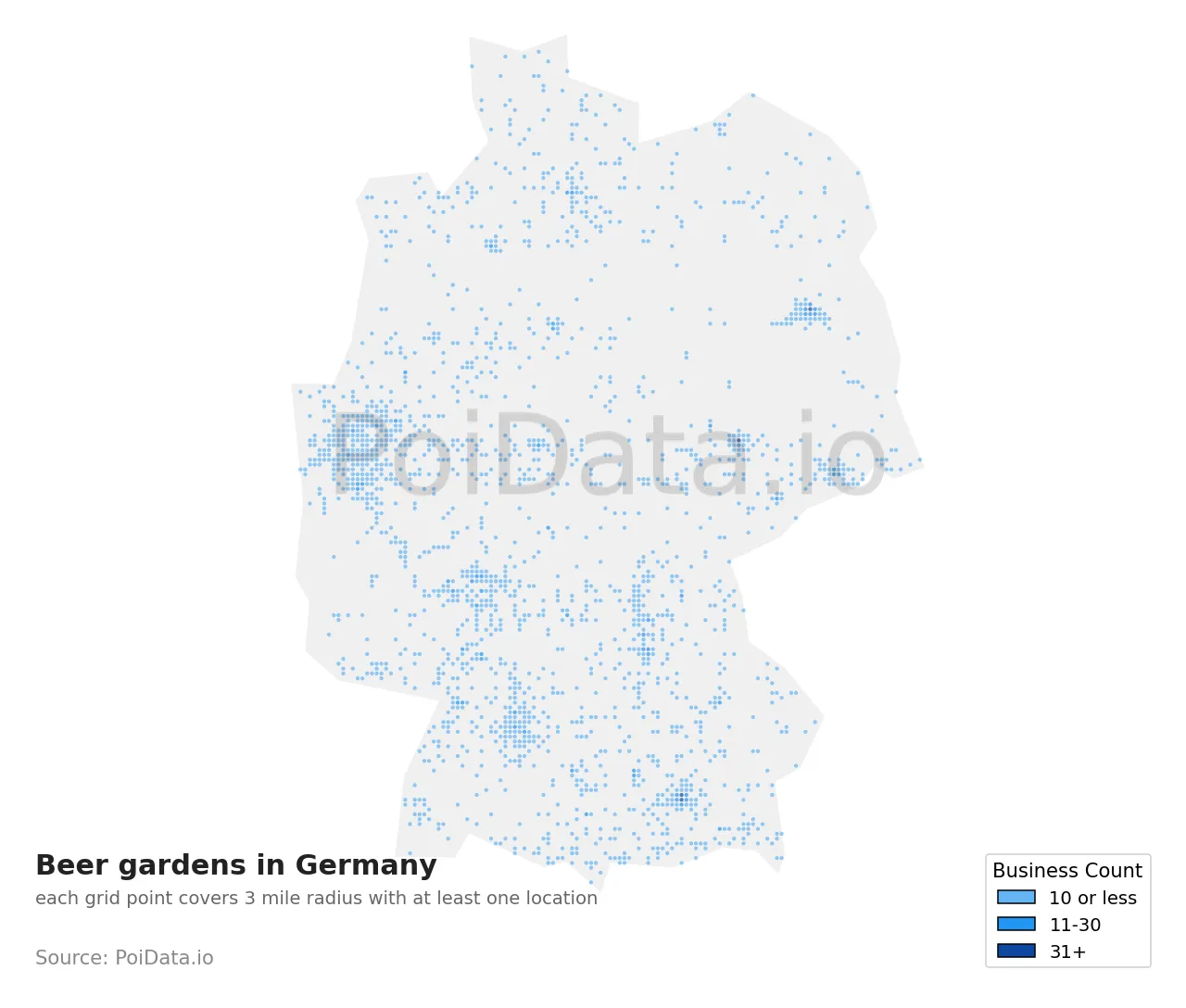 Beer garden density map for Germany