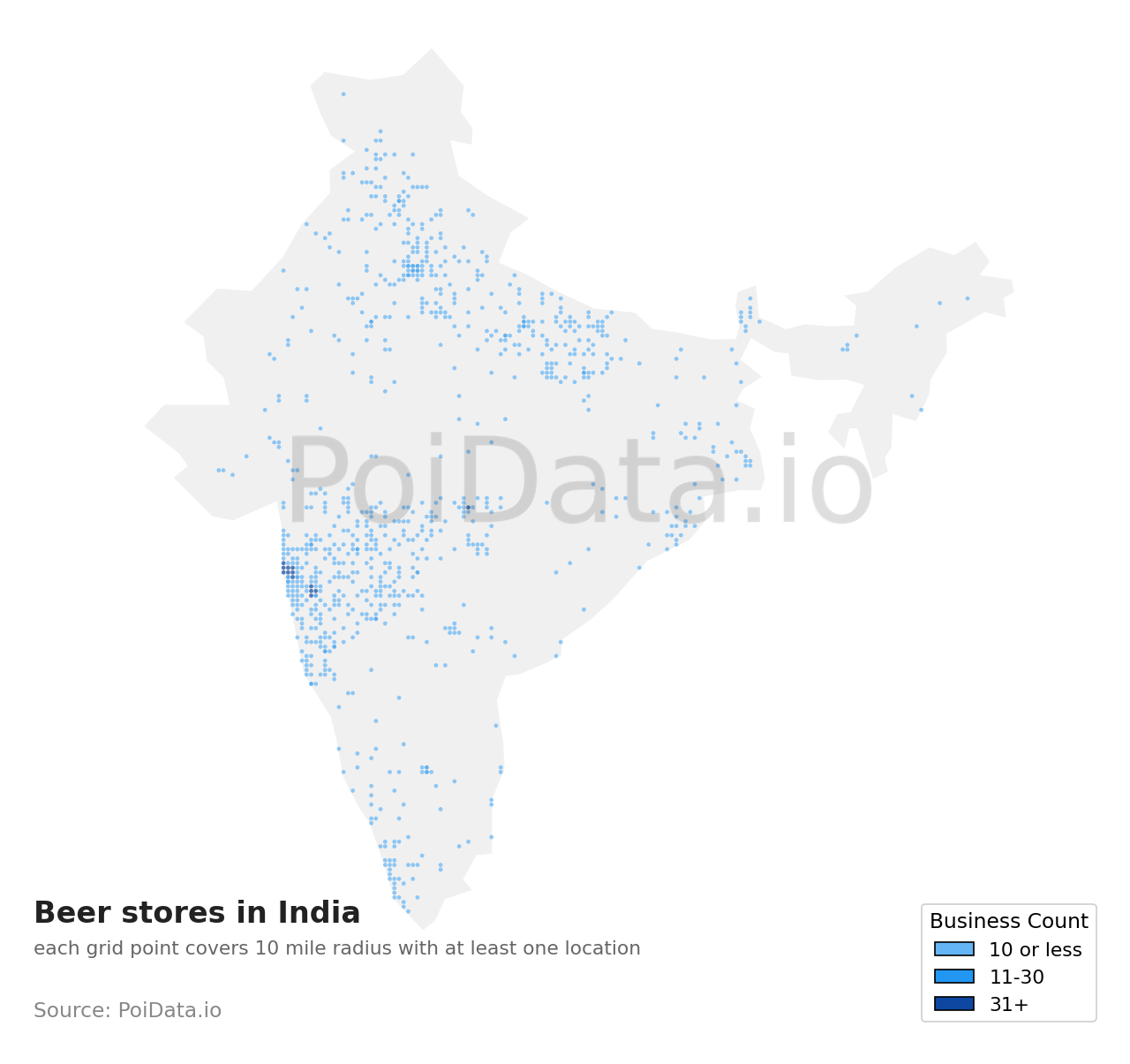 Beer store density map for India