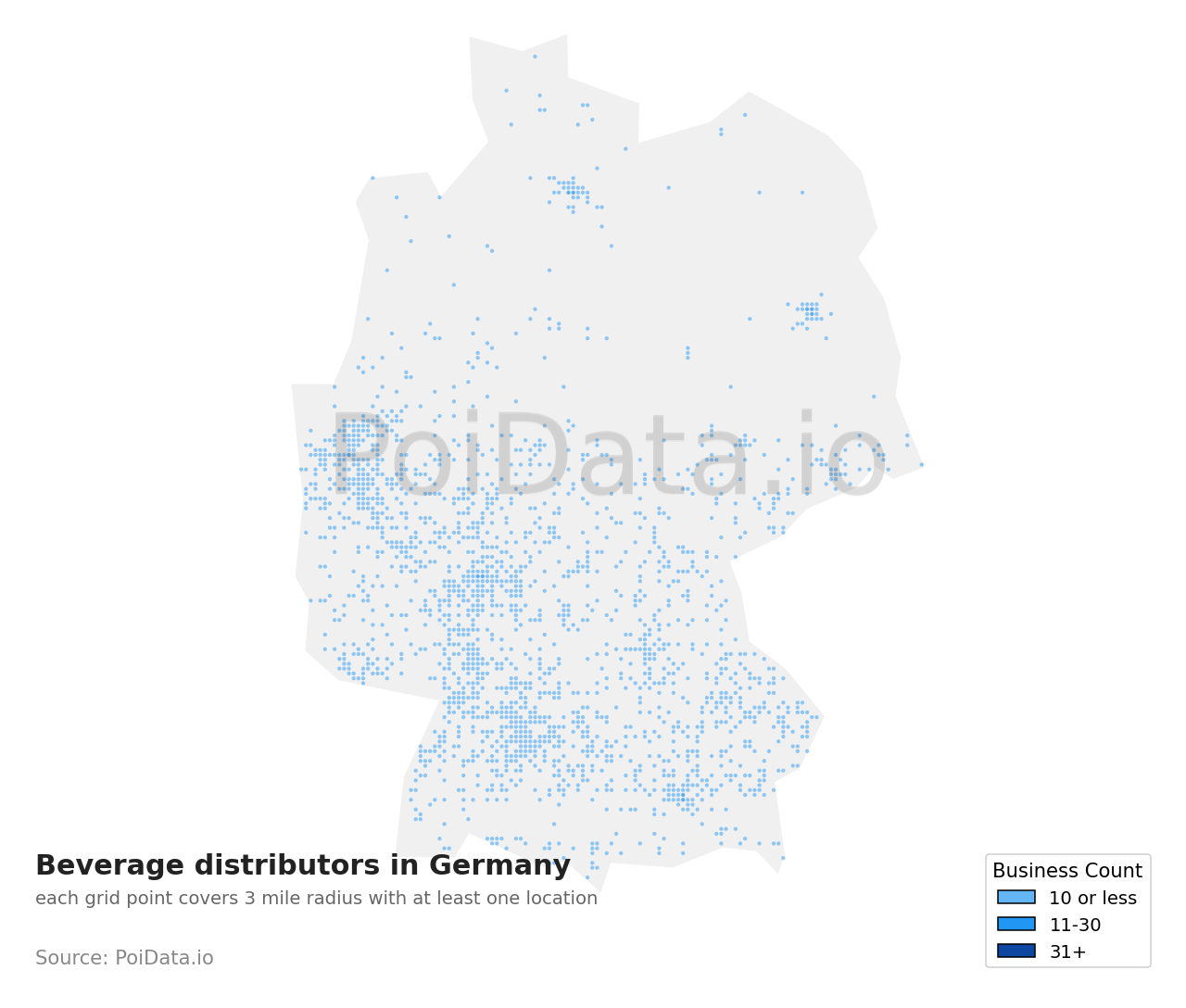 Beverage distributor density map for Germany
