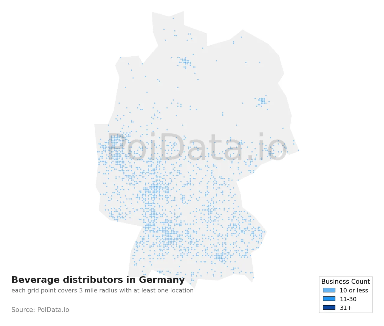 Beverage distributor density map for Germany