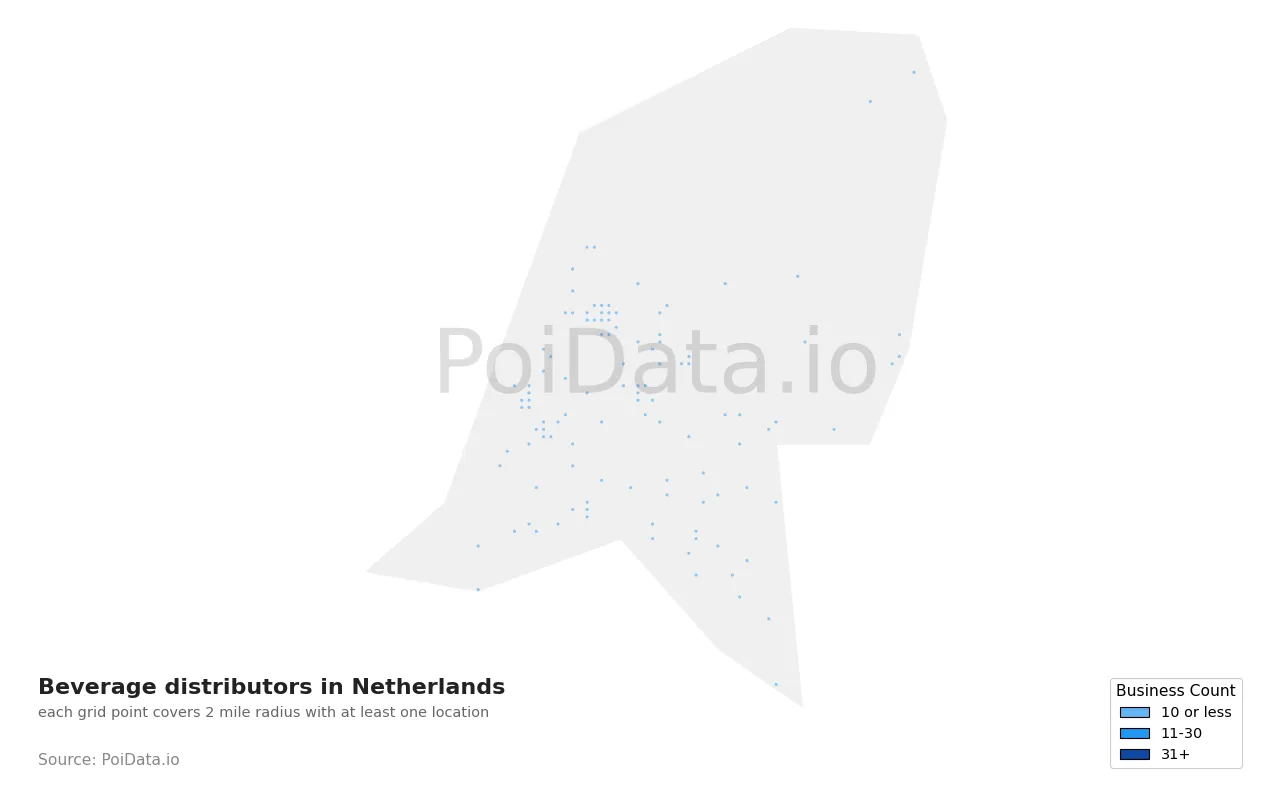 Beverage distributor density map for Netherlands