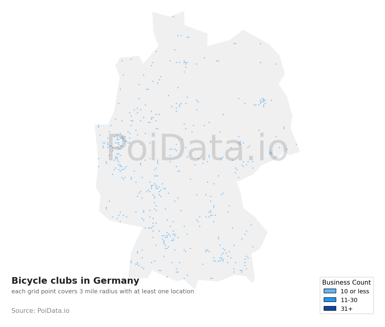Bicycle club density map for Germany