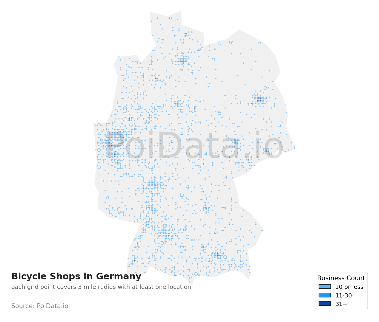 Bicycle Shop density map for Germany