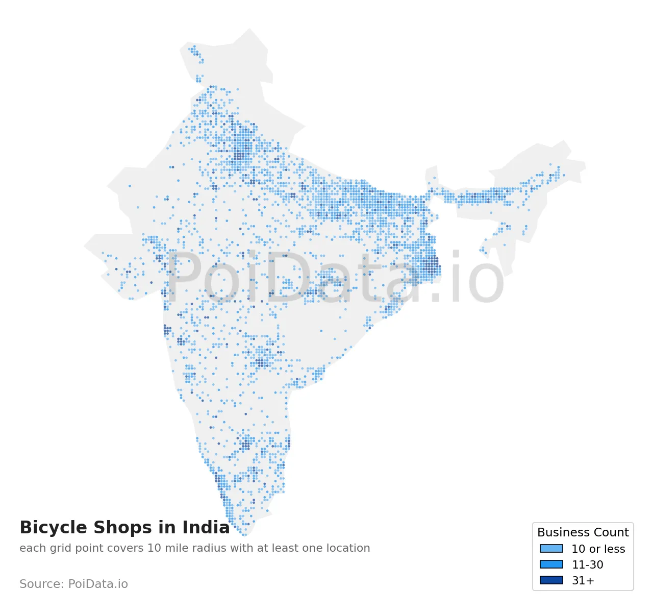 Bicycle Shop density map for India