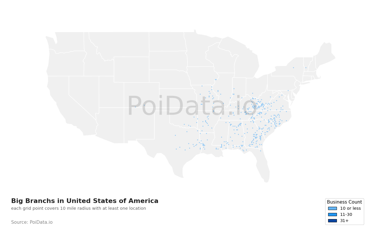 Big Branch density map for United States