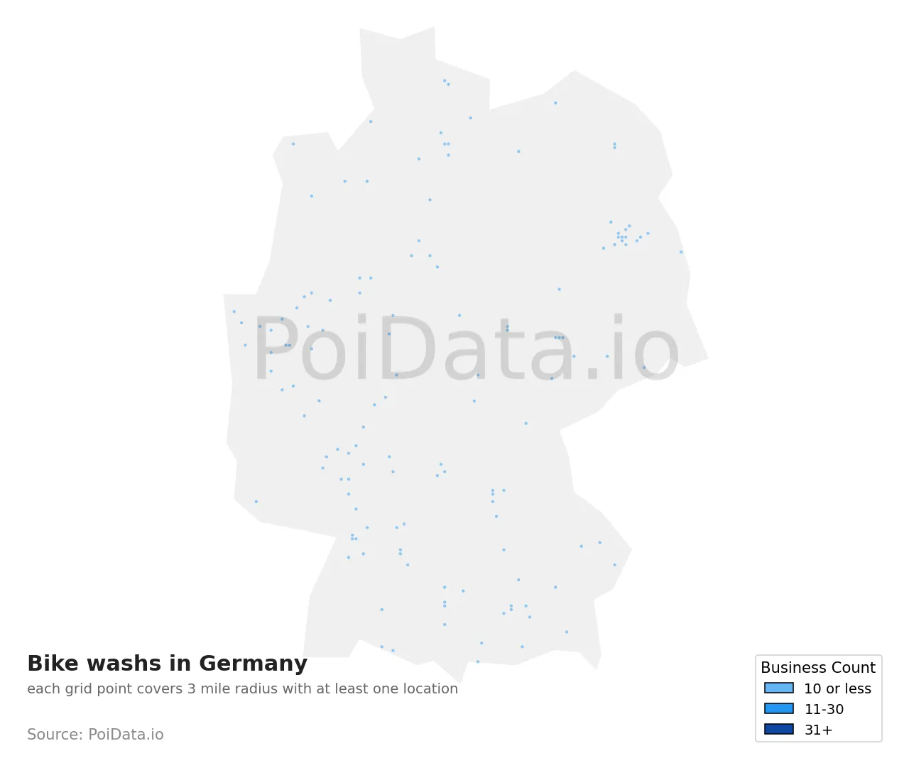 Bike wash density map for Germany