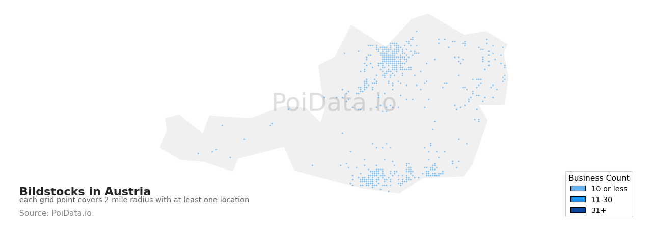 Bildstock density map for Austria