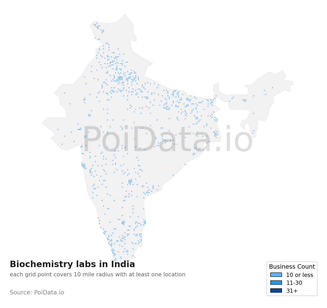Biochemistry lab density map for India