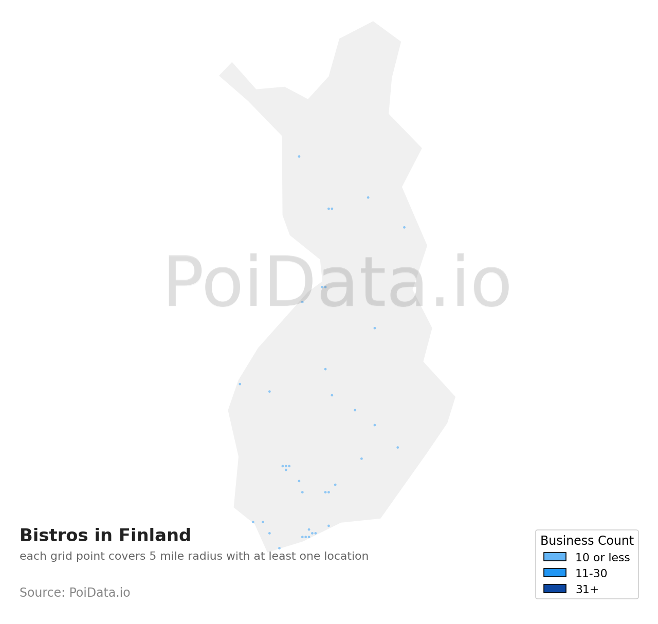 Bistro density map for Finland
