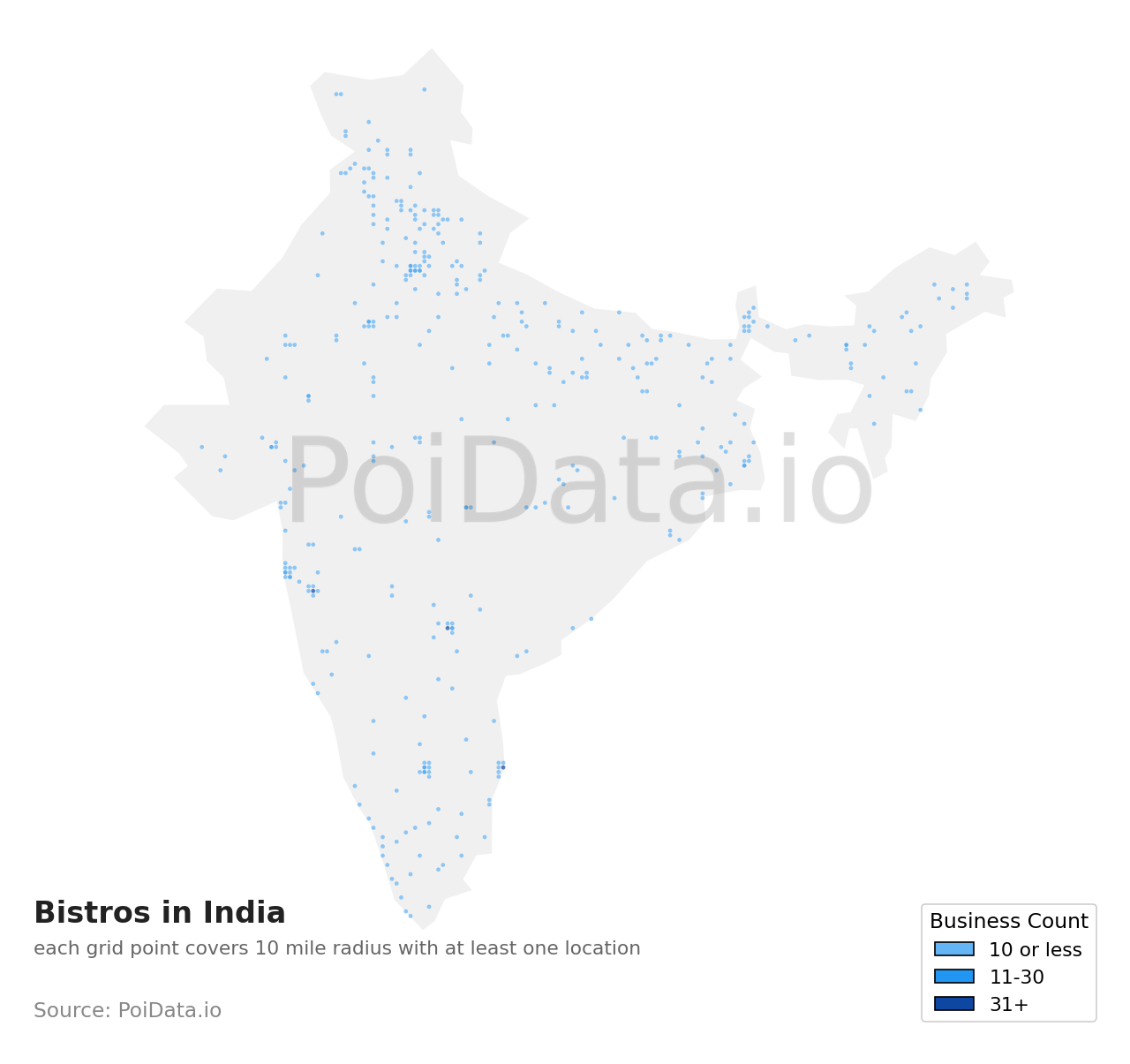 Bistro density map for India