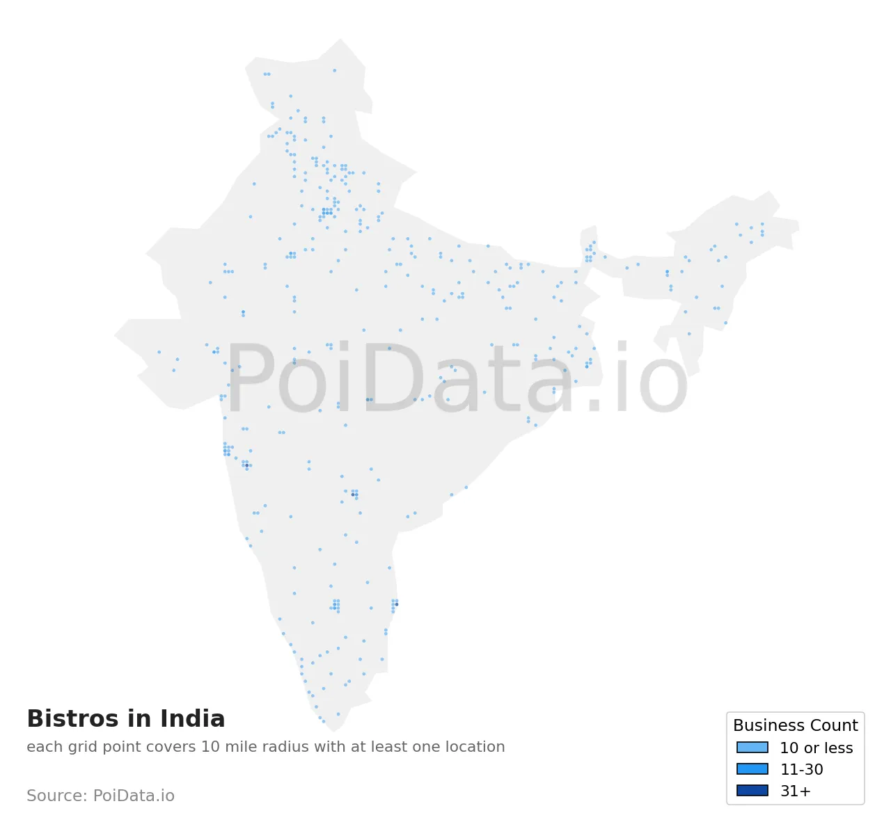 Bistro density map for India