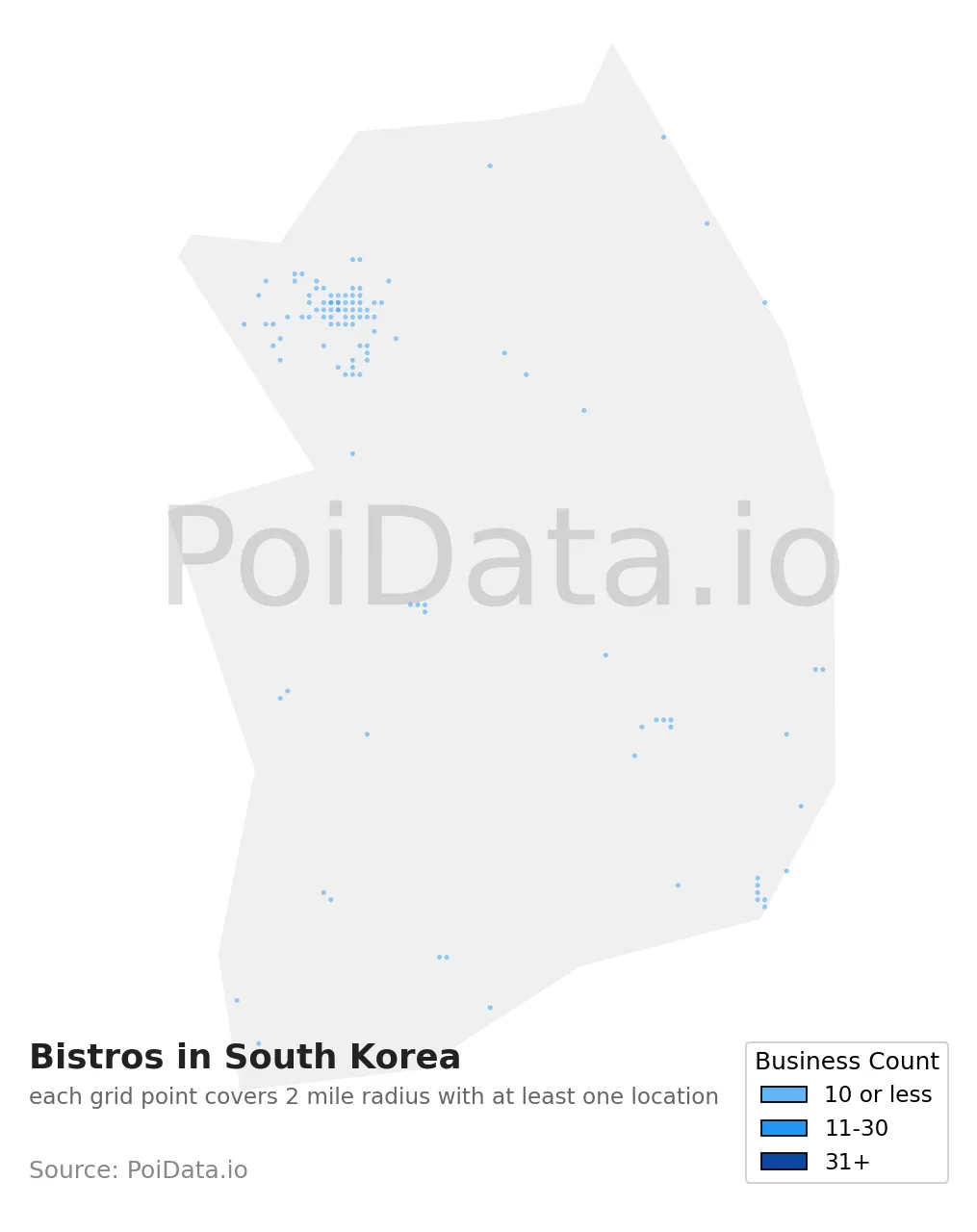 Bistro density map for South Korea