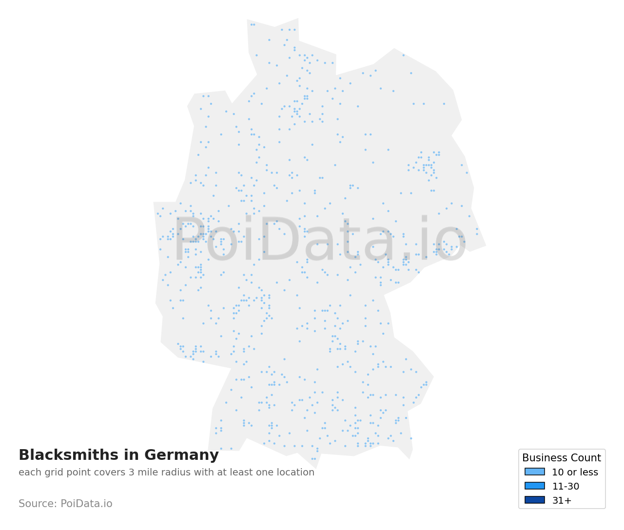 Blacksmith density map for Germany