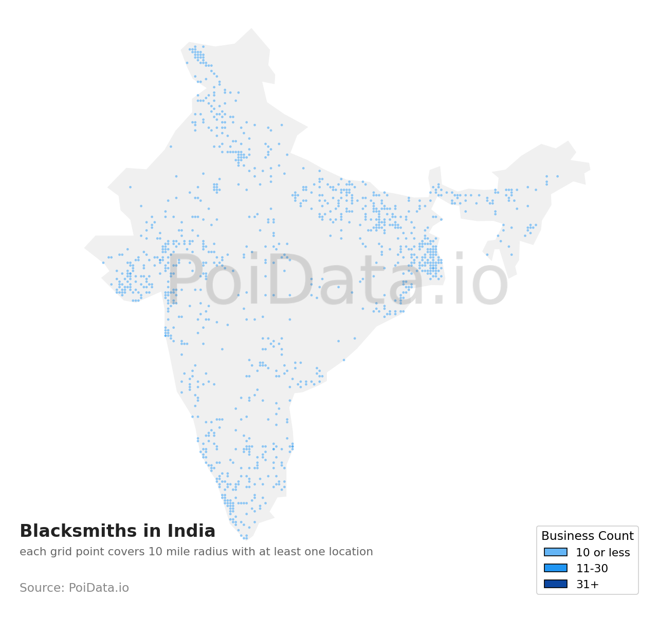 Blacksmith density map for India
