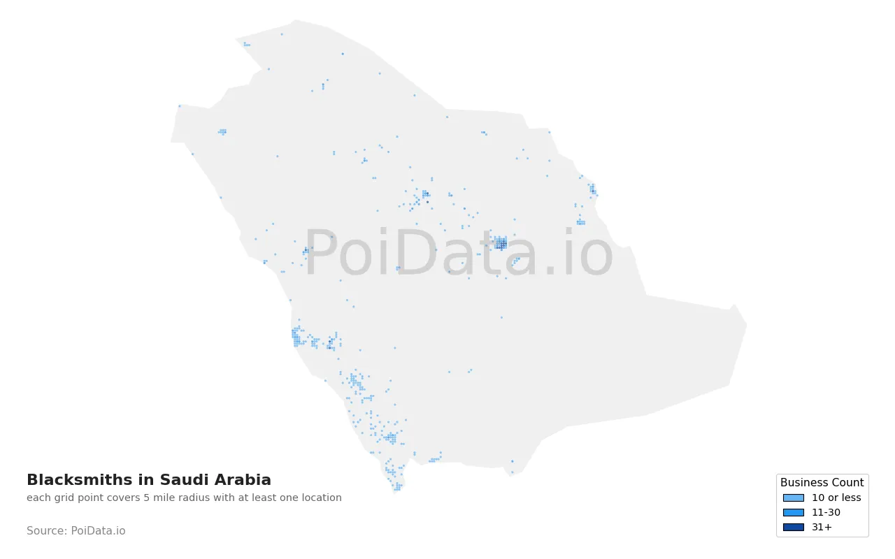 Blacksmith density map for Saudi Arabia