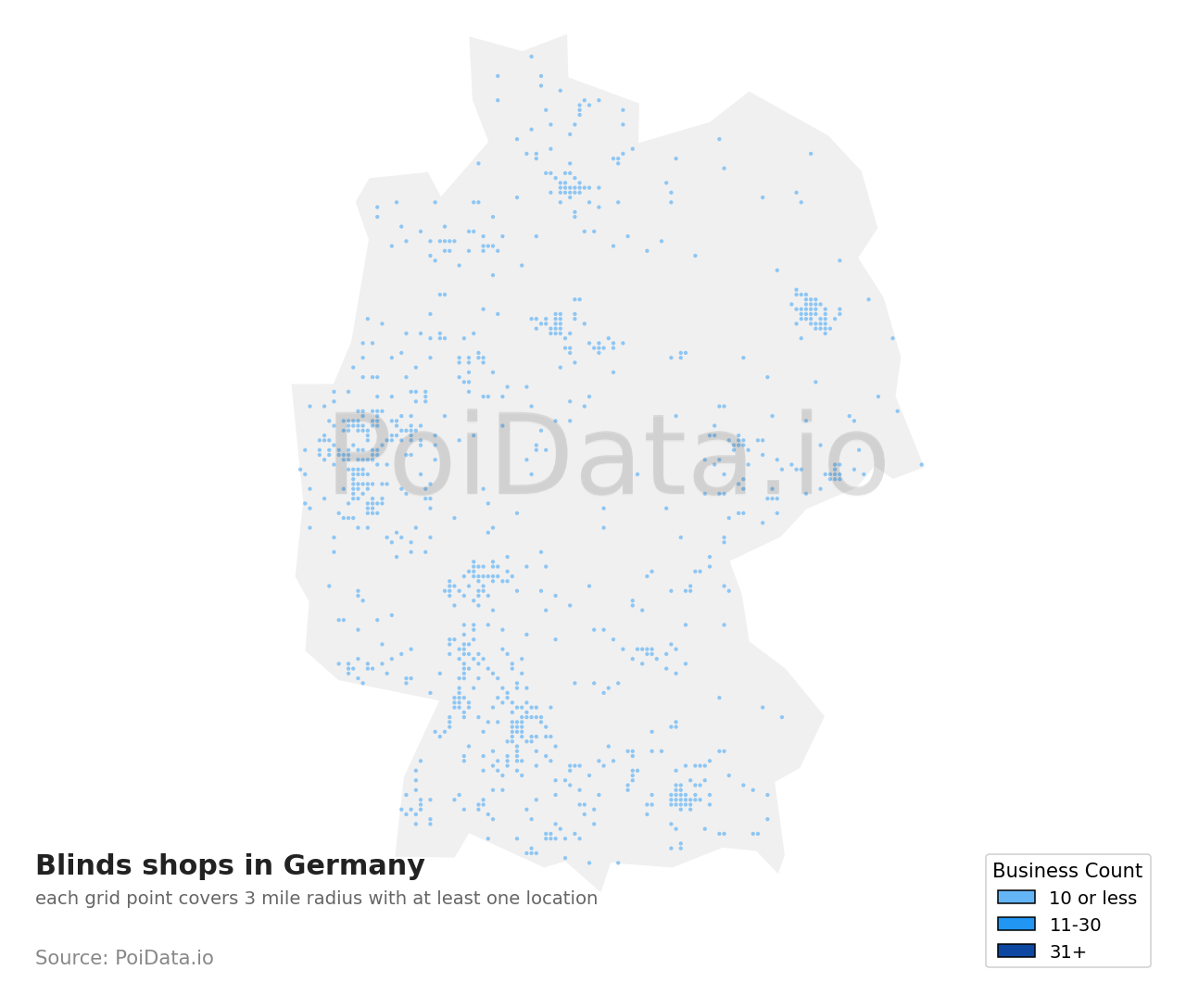 Blinds shop density map for Germany