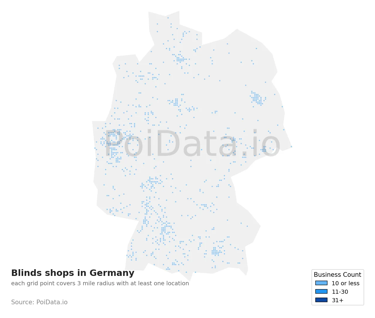 Blinds shop density map for Germany